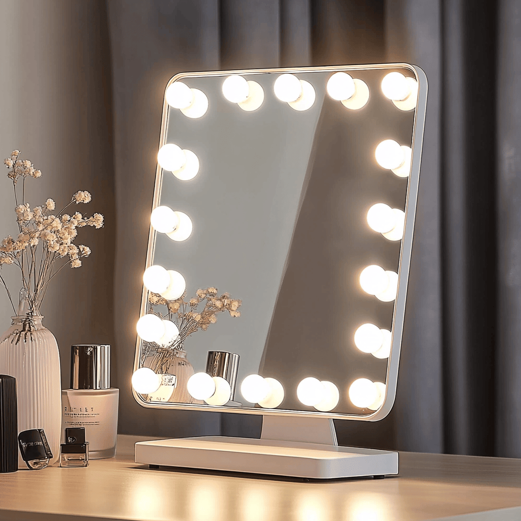 A small Hollywood mirror brings the iconic charm of Hollywood lighting into a compact form. Here’s what you can expect: