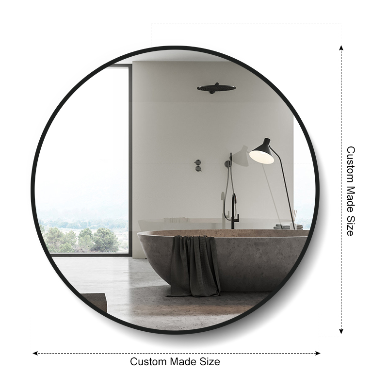 ZL21 600x600mm Round Black Metal Mirror