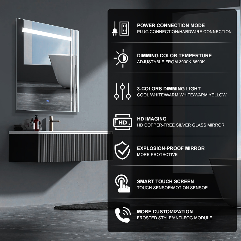 JU05 600x800mm Rectangular LED Mirror