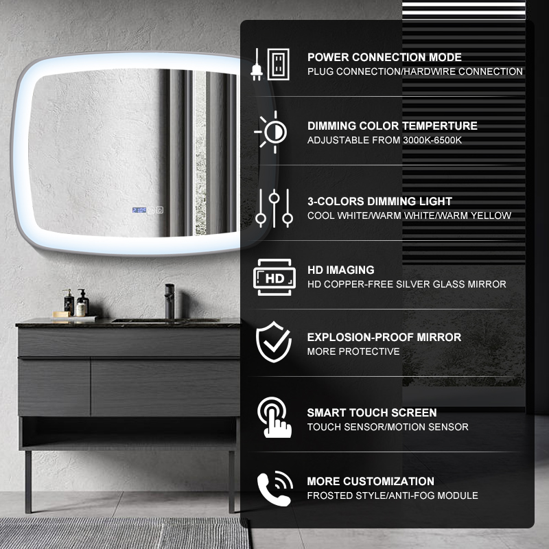 DF49  600x800mm Rectangular LED Mirror