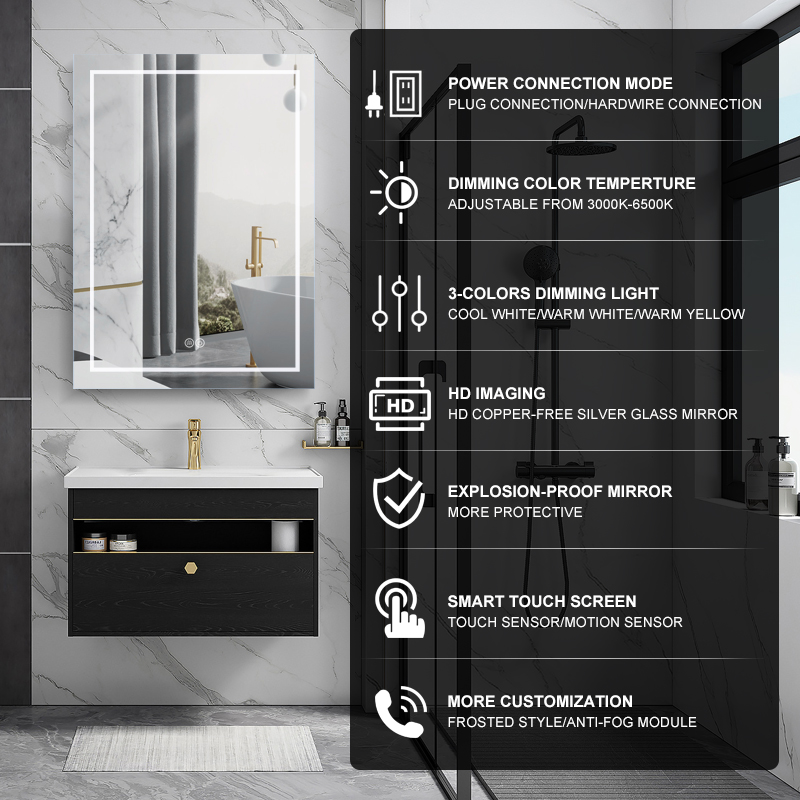 DF65 600x800mm Rectangular LED Mirror