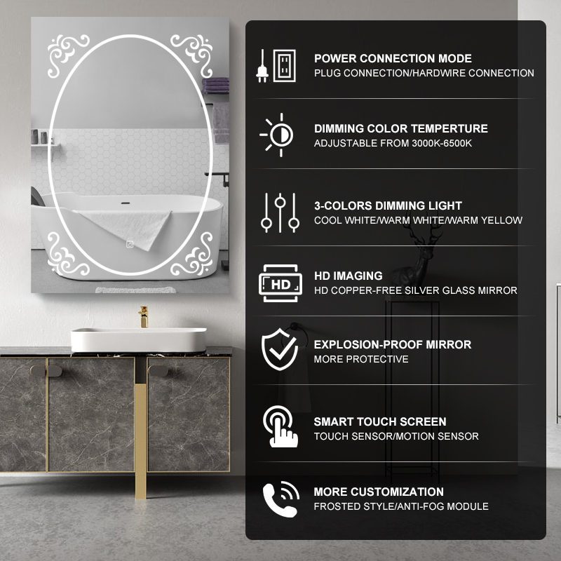 YL03 600x800mm Rectangular LED Mirror