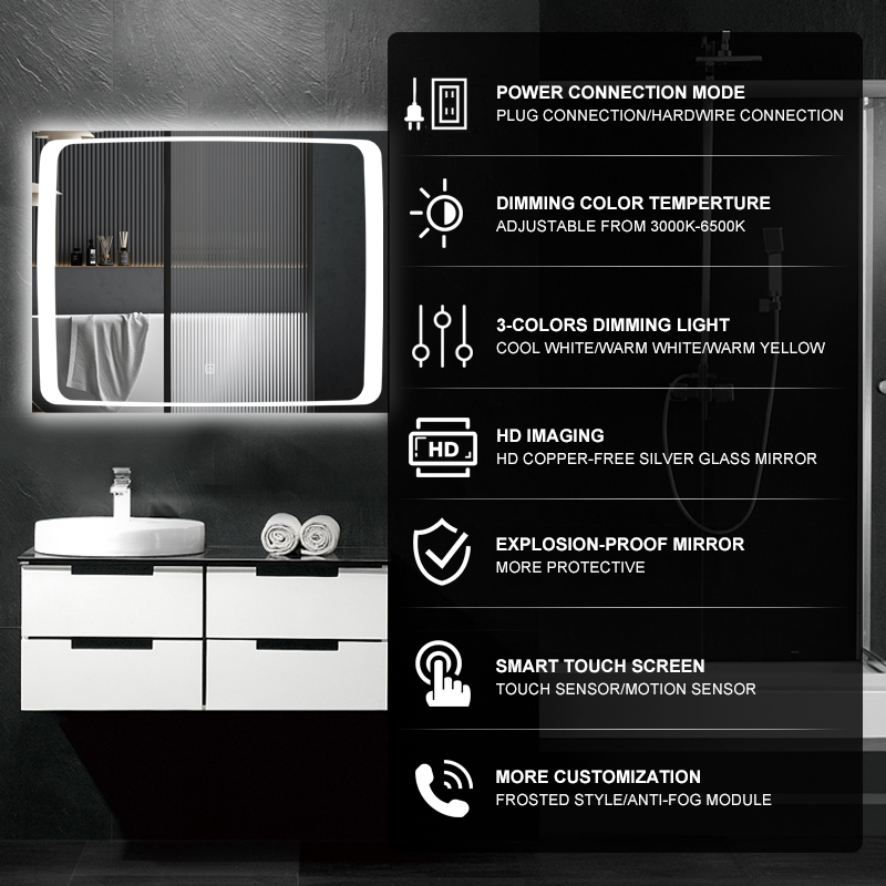 DF55 800x600mm Rectangular LED Mirror