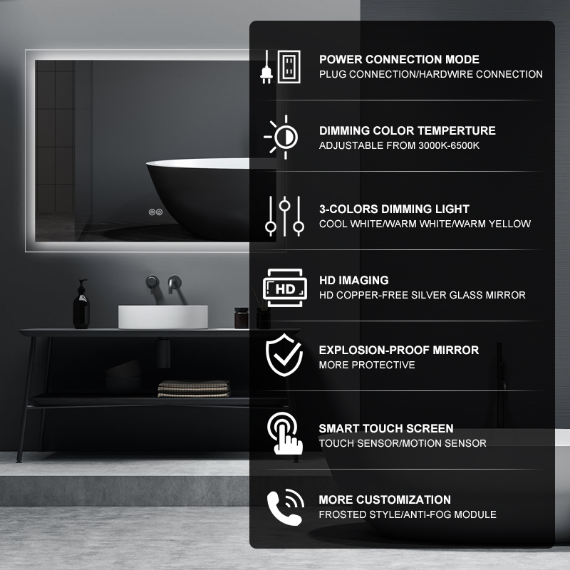 DF68 800x600mm Rectangular LED Mirror