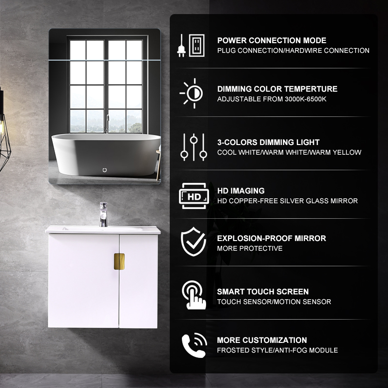 DF69  600x800mm Rectangular LED Mirror