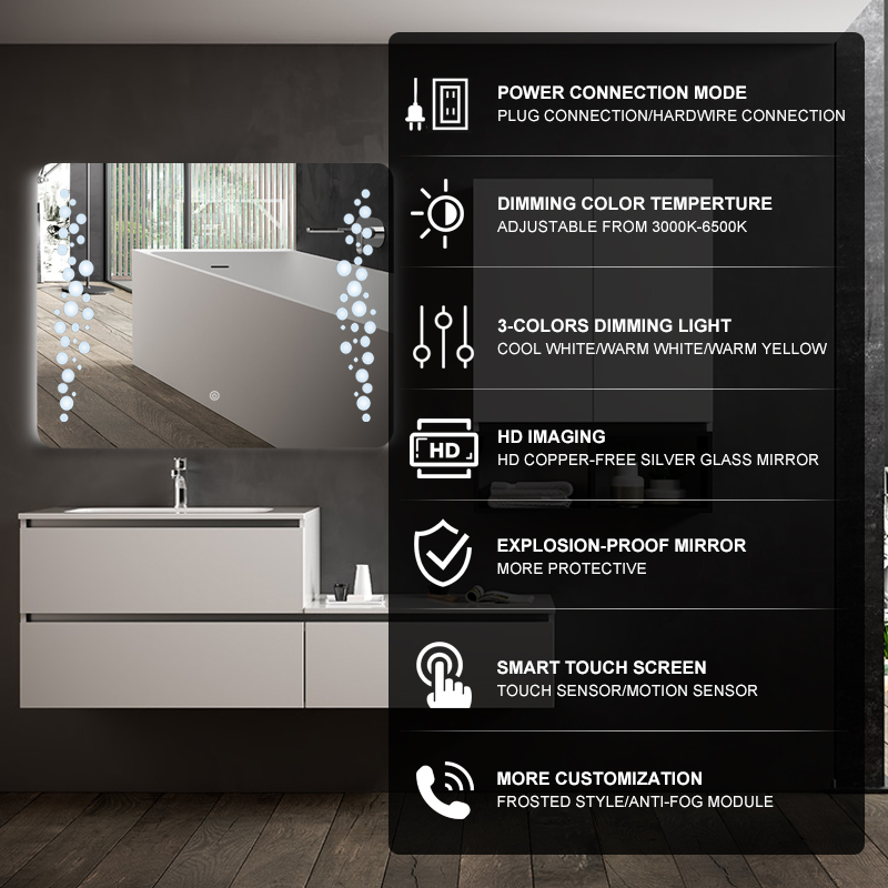 DF54  800x600mm Rectangular LED Mirror