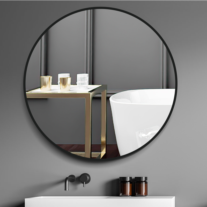 ZL21 600x600mm Round Black Metal Mirror