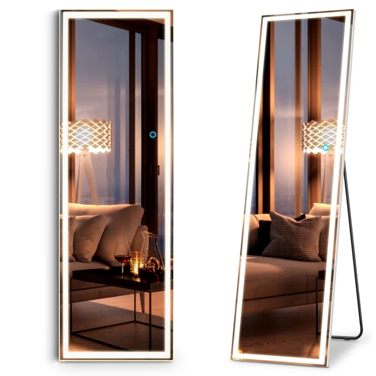 freestanding vanity mirror with lights